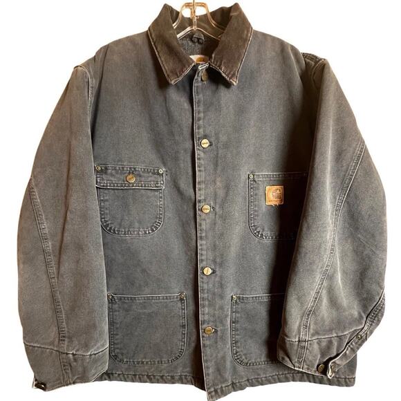 90s Vtg Carhartt C02 Blanket Lined Chore Coat Duck Canvas Workwear USA No Sz Tag - Picture 1 of 16